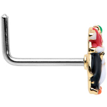 Load image into Gallery viewer, 20G 7mm Holly Hat Penguin Holiday L Shape Nose Ring
