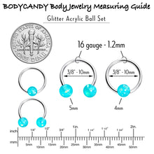 Load image into Gallery viewer, 16G 3/8 Teal Faux Opal Horseshoe BCR Captive Ring Set of 4
