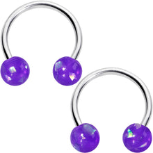 将图片加载到图库查看器，16G 3/8 Purple Faux Opal Horseshoe BCR Captive Ring Set of 4
