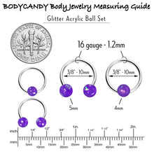 将图片加载到图库查看器，16G 3/8 Purple Faux Opal Horseshoe BCR Captive Ring Set of 4

