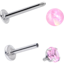 Load image into Gallery viewer, 16G 5/16 3/8 Pink Gem Faux Opal Labret Monroe Tragus Set of 4
