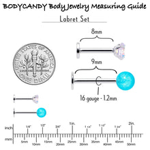 Load image into Gallery viewer, 16G 5/16 3/8 Aurora Gem Green Faux Opal Labret Monroe Set of 4
