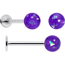 Load image into Gallery viewer, 16G 5/16 3/8 Purple Gem Faux Opal Labret Monroe Tragus Set of 4
