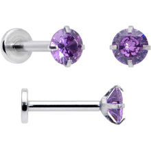 Load image into Gallery viewer, 16G 5/16 3/8 Purple Gem Faux Opal Labret Monroe Tragus Set of 4
