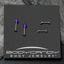Load image into Gallery viewer, 16G 5/16 3/8 Purple Gem Faux Opal Labret Monroe Tragus Set of 4
