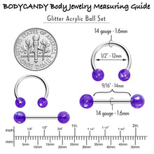 Load image into Gallery viewer, 14G 9/16 Purple Faux Opal Horseshoe Barbell Nipple Ring Set of 4
