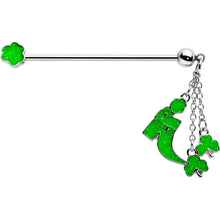 Load image into Gallery viewer, 14G Glow in Dark Leprechaun Boot Dangle Industrial Barbell 38mm
