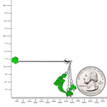 Load image into Gallery viewer, 14G Glow in Dark Leprechaun Boot Dangle Industrial Barbell 38mm
