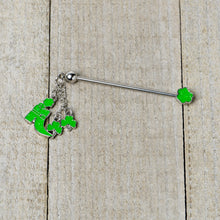 Load image into Gallery viewer, 14G Glow in Dark Leprechaun Boot Dangle Industrial Barbell 38mm
