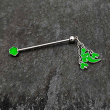 Load image into Gallery viewer, 14G Glow in Dark Leprechaun Boot Dangle Industrial Barbell 38mm
