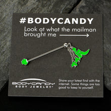 Load image into Gallery viewer, 14G Glow in Dark Leprechaun Boot Dangle Industrial Barbell 38mm
