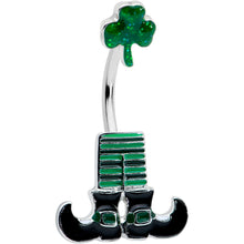 将图片加载到图库查看器，Leprechaun Legs Shamrock St Patricks Double Mount Belly Ring
