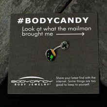 Load image into Gallery viewer, Green Gem Shamrock Pot Of Gold Black Double Mount Belly Ring
