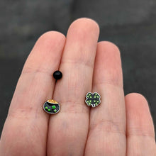 Load image into Gallery viewer, 16G 1/4 Green Gem  Shamrock Pot of Gold Cartilage Earring Curation Set of 3
