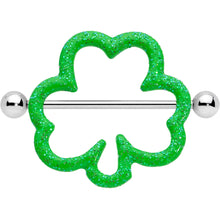 Load image into Gallery viewer, 14G 1 3/16 Lucky Shamrock St Patricks Day Green Nipple Shield Set
