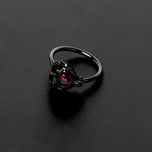 Load image into Gallery viewer, 20G 5/16 Red CZ Gem Black Double Passion Heart Claw Nose Hoop
