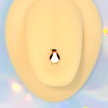 Load image into Gallery viewer, Gold Tone Bow Tie Penguin Barbell Tongue Ring
