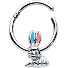 Load image into Gallery viewer, 16G 3/8 Easter Bunny Red Blue Ears Hinged Segment Ring
