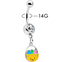 Load image into Gallery viewer, Clear Gem Celebration Easter Basket Dangle Belly Ring

