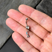 Load image into Gallery viewer, Clear Gem Easter Bunny Red Blue Ears Dangle Belly Ring
