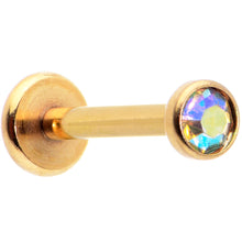 将图片加载到图库查看器，16G 5/16 Aurora Gem Gold Tone Threadless Labret Monroe Tragus

