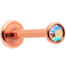 Load image into Gallery viewer, 16G 5/16 Aurora Gem Rose Gold Tone Threadless Labret Monroe Tragus
