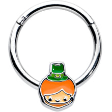Load image into Gallery viewer, 16G 3/8 Sweet Happy Leprechaun St Patricks Hinged Segment Ring
