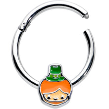 Load image into Gallery viewer, 16G 3/8 Sweet Happy Leprechaun St Patricks Hinged Segment Ring
