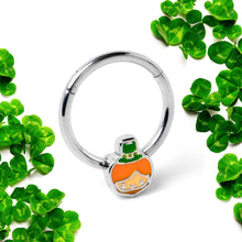 Load image into Gallery viewer, 16G 3/8 Sweet Happy Leprechaun St Patricks Hinged Segment Ring
