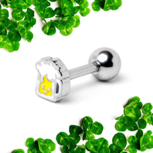 Load image into Gallery viewer, 16G 1/4 Sweet Happy Beer St Patricks Cartilage Tragus Earring
