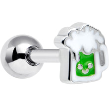Load image into Gallery viewer, 16G 1/4 Sweet Happy Green Beer St Patricks Cartilage Tragus Earring
