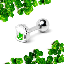 Load image into Gallery viewer, 16G 1/4 Sweet Happy Green Beer St Patricks Cartilage Tragus Earring
