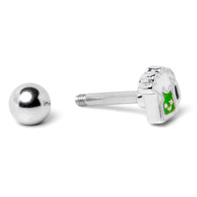 Load image into Gallery viewer, 16G 1/4 Sweet Happy Green Beer St Patricks Cartilage Tragus Earring
