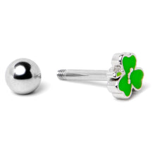 Load image into Gallery viewer, 16G 1/4 Sweet Happy Shamrock St Patricks Cartilage Tragus Earring
