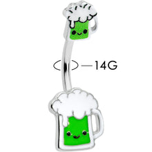 Load image into Gallery viewer, Sweet Happy Green Beer St Patricks Day Double Mount Belly Ring

