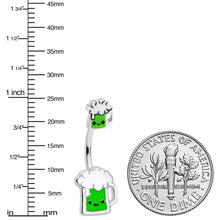 Load image into Gallery viewer, Sweet Happy Green Beer St Patricks Day Double Mount Belly Ring
