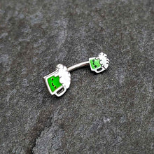 Load image into Gallery viewer, Sweet Happy Green Beer St Patricks Day Double Mount Belly Ring
