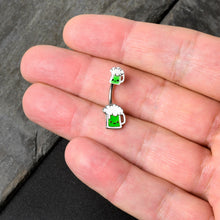 Load image into Gallery viewer, Sweet Happy Green Beer St Patricks Day Double Mount Belly Ring
