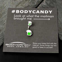 Load image into Gallery viewer, Sweet Happy Green Beer St Patricks Day Double Mount Belly Ring
