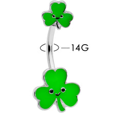 Load image into Gallery viewer, Sweet Happy Shamrocks St Patricks Day Double Mount Belly Ring
