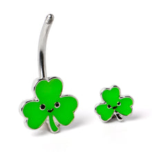 Load image into Gallery viewer, Sweet Happy Shamrocks St Patricks Day Double Mount Belly Ring
