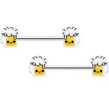 Load image into Gallery viewer, 14G 9/16 Sweet Happy Beer St Patricks Barbell Nipple Ring Set
