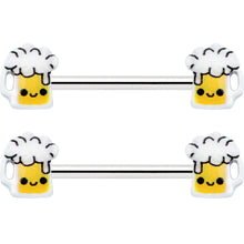 Load image into Gallery viewer, 14G 9/16 Sweet Happy Beer St Patricks Barbell Nipple Ring Set

