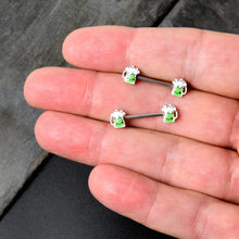 Load image into Gallery viewer, 14G 9/16 Sweet Happy Green Beer St Patricks Day Nipple Ring Set
