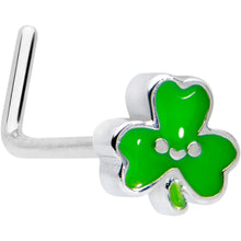 Load image into Gallery viewer, 20G 7mm Sweet Happy Shamrock St Patricks L Shape Nose Ring
