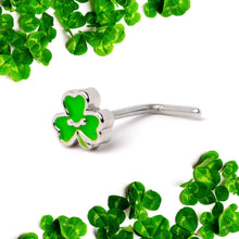 Load image into Gallery viewer, 20G 7mm Sweet Happy Shamrock St Patricks L Shape Nose Ring
