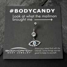 Load image into Gallery viewer, Blue Clear Gem Wide Eye Dangle Belly Ring
