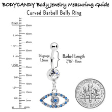 Load image into Gallery viewer, Blue Clear Gem Wide Eye Dangle Belly Ring
