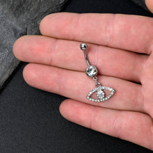 Load image into Gallery viewer, Aurora Clear Gem Wide Eye Dangle Belly Ring
