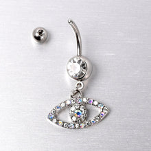 Load image into Gallery viewer, Aurora Clear Gem Wide Eye Dangle Belly Ring
